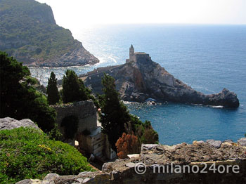 Blick vom Friedhof zu San Pietro und Palmaria 